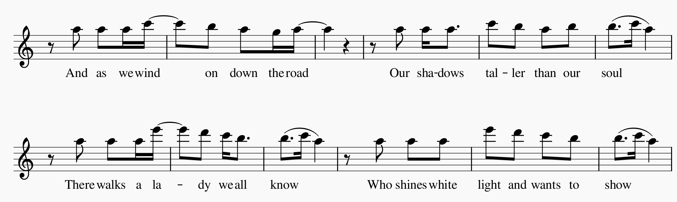 Stairway to Heaven, final section vocal melody