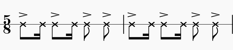 Five-eight rhythm 3+3+2